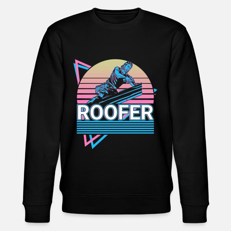 Roofer Roofing Retro Gift - Stanley/Stella CHANGER Unisex Organic Sweatshirt - black
