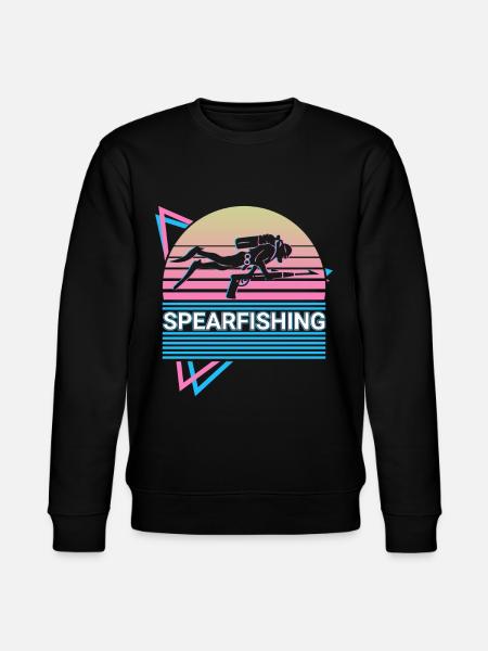 Spearfishing Spearfisher Retro Gift - Stanley/Stella CHANGER Unisex Organic Sweatshirt - black