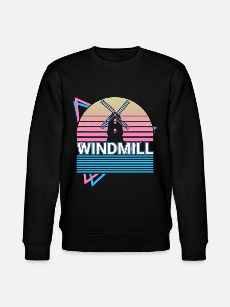 Windmill Retro Gift - Stanley/Stella CHANGER Unisex Organic Sweatshirt - black