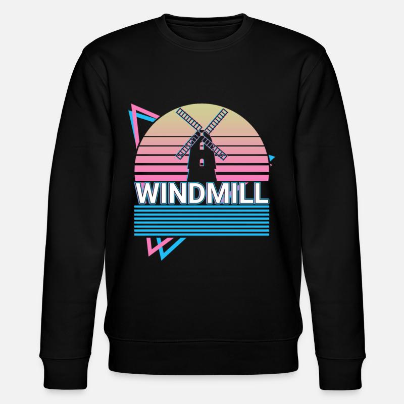 Windmill Retro Gift - Stanley/Stella CHANGER Unisex Organic Sweatshirt - black
