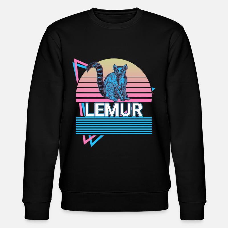 Lemur Retro Gift - Stanley/Stella CHANGER Unisex Organic Sweatshirt - black