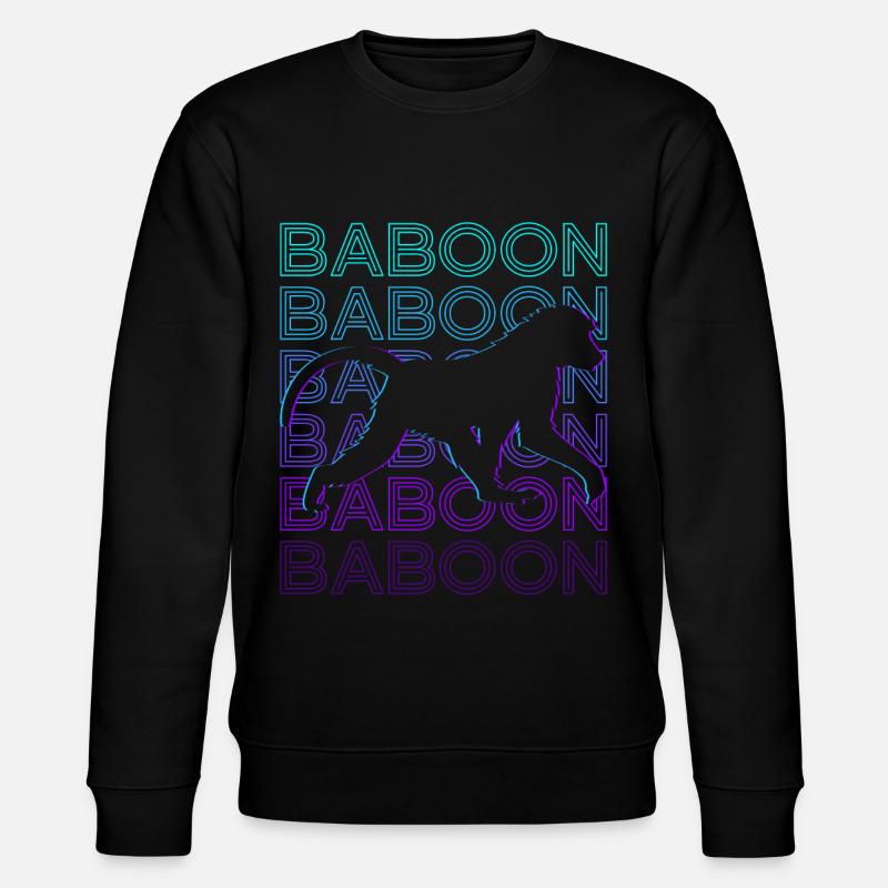 Baboon Retro Gift - Stanley/Stella CHANGER Unisex Organic Sweatshirt - black