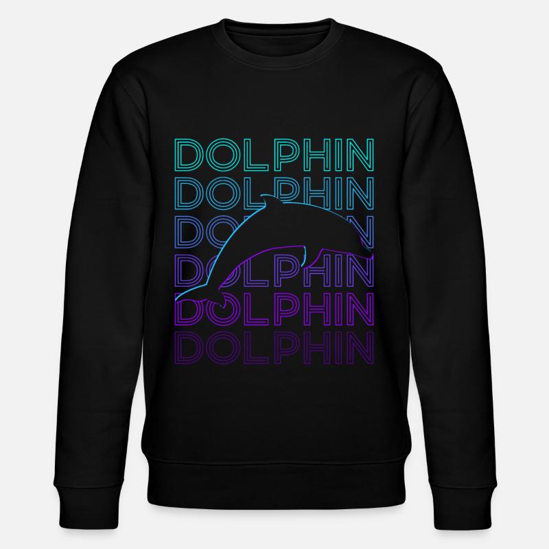 Delphin Retro Geschenk - Stanley/Stella Unisex Bio-Sweatshirt CHANGER  - Schwarz