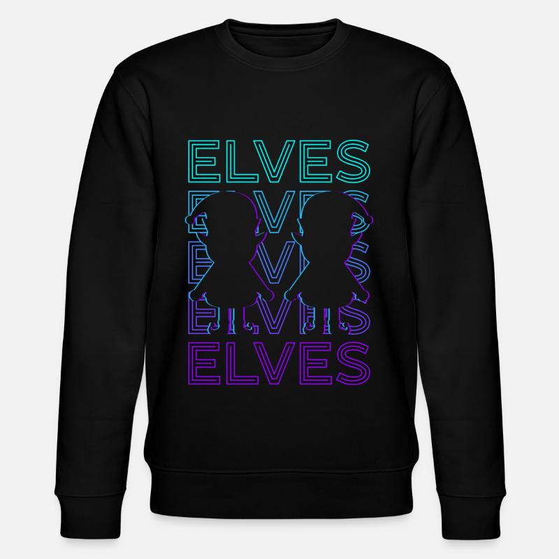 Elves Elf Retro Gift - Stanley/Stella CHANGER Unisex Organic Sweatshirt - black