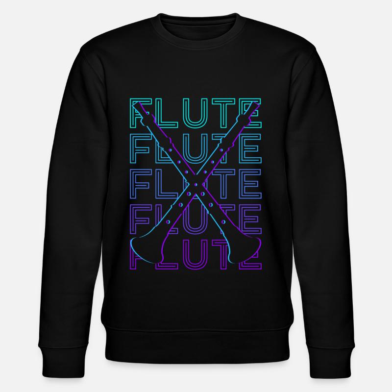 Flute Flutist Retro Gift - Stanley/Stella CHANGER Unisex Organic Sweatshirt - black