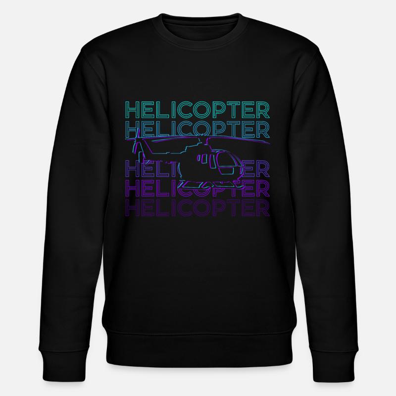 Helicopter Pilot Chopper Copter Retro - Stanley/Stella CHANGER Unisex Organic Sweatshirt - black