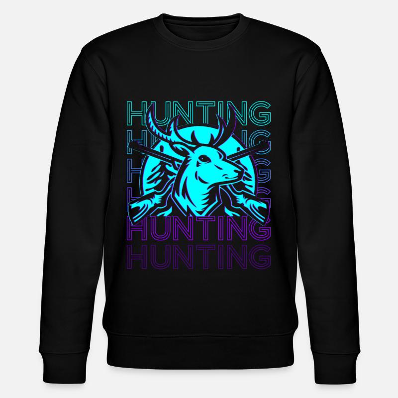 Red Deer Hunting Red Retro - Stanley/Stella CHANGER Unisex Organic Sweatshirt - black
