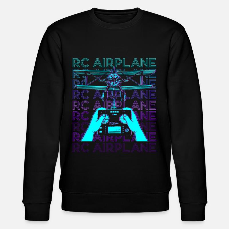 RC Airplane Drone Retro - Stanley/Stella CHANGER Unisex Organic Sweatshirt - black