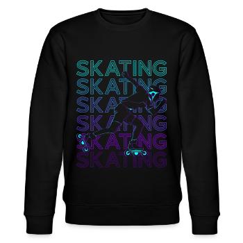 Schlittschuhlaufen Skater Skate Retro - Stanley/Stella Unisex Bio-Sweatshirt CHANGER  - Schwarz - Vorne - Nik (191cm) & Marisol (170cm)