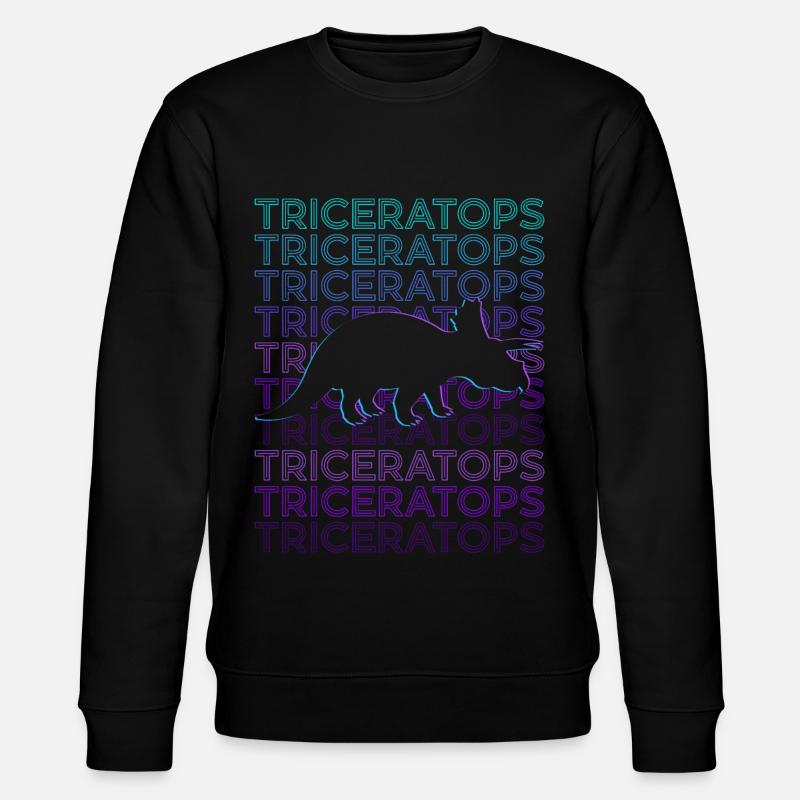Triceratops Dinosaur Dino Retro - Stanley/Stella CHANGER Unisex Organic Sweatshirt - black