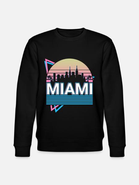 Miami Stadt Skyline Stadtbild Retro - Stanley/Stella Unisex Bio-Sweatshirt CHANGER  - Schwarz