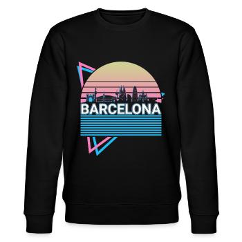 Barcelone City Skyline Cityscape Rétro - Sweat bio CHANGER Stanley/Stella Unisexe - noir - Devant - Nik (191cm) & Marisol (170cm)