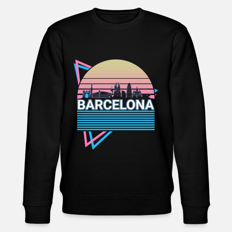 Barcelona Stadt Skyline Stadtbild Retro - Stanley/Stella Unisex Bio-Sweatshirt CHANGER  - Schwarz