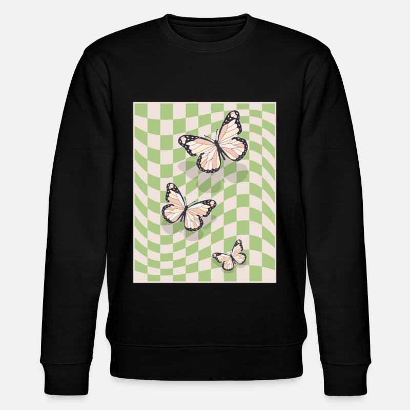Danish Pastel Aesthetic Butterflies - Stanley/Stella CHANGER Unisex Organic Sweatshirt - black