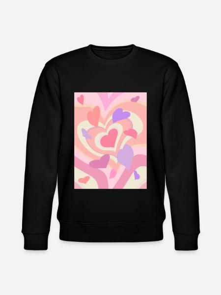 Danish Pastel Aesthetic Heart Pattern - Stanley/Stella CHANGER Unisex Organic Sweatshirt - black