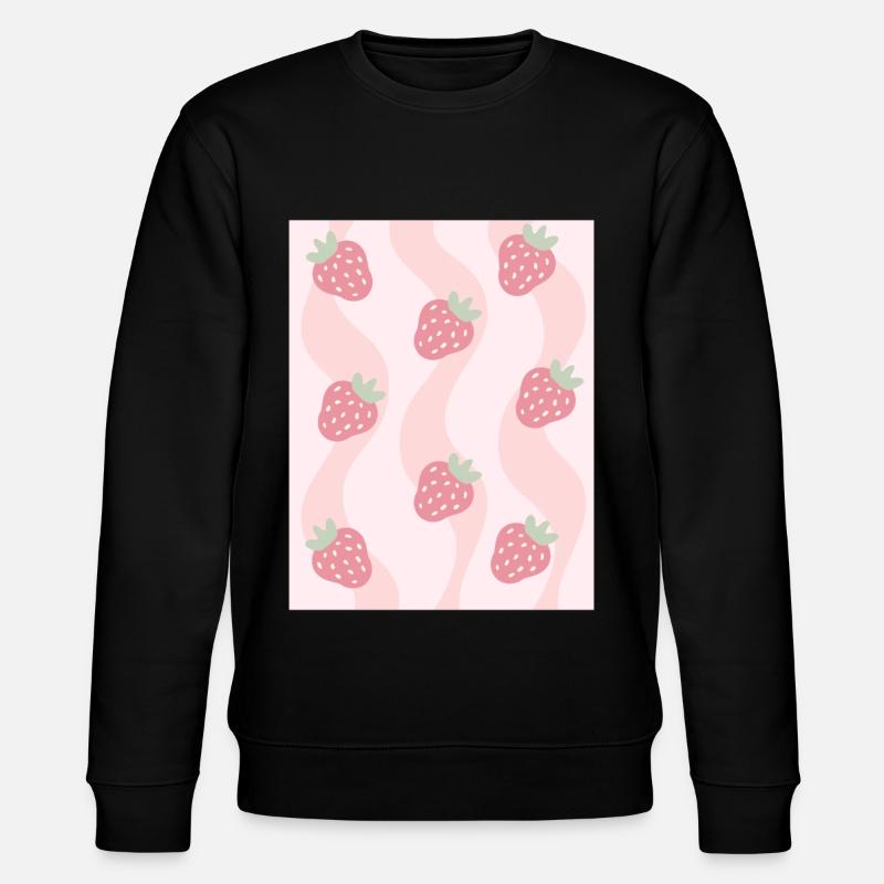 Danish Pastel Aesthetics Strawberries - Stanley/Stella CHANGER Unisex Organic Sweatshirt - black