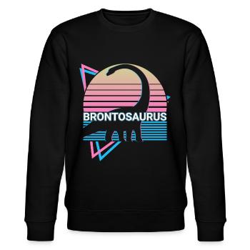 Brontosaurus Dinosaurier Retro - Stanley/Stella Unisex Bio-Sweatshirt CHANGER  - Schwarz - Vorne - Nik (191cm) & Marisol (170cm)