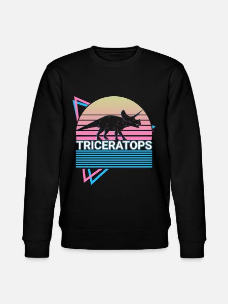 Triceratops Dinosaur Retro - Stanley/Stella CHANGER Unisex Organic Sweatshirt - black