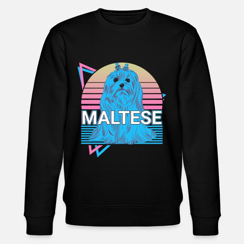 Maltese Retro - Stanley/Stella CHANGER Unisex Organic Sweatshirt - black