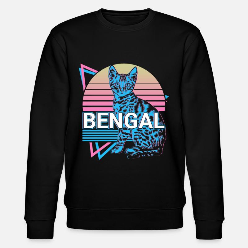 Bengal Cat Retro - Stanley/Stella CHANGER Unisex Organic Sweatshirt - black