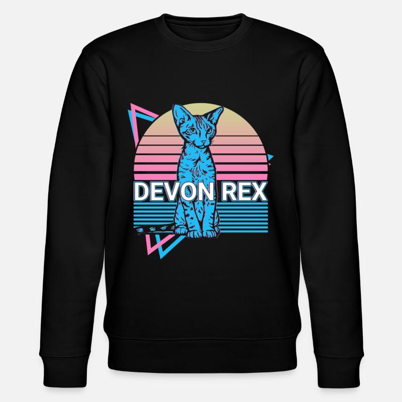 Devon Rex Cat Retro - Stanley/Stella CHANGER Unisex Organic Sweatshirt - black
