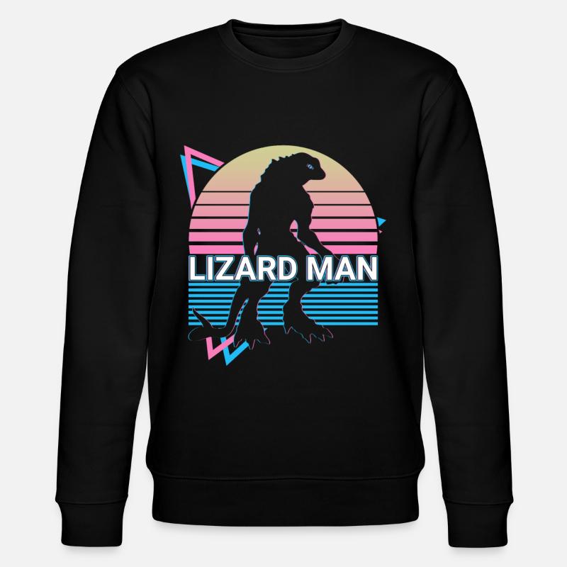 Lizard Man Cryptids Cryptozoology Retro - Stanley/Stella CHANGER Unisex Organic Sweatshirt - black