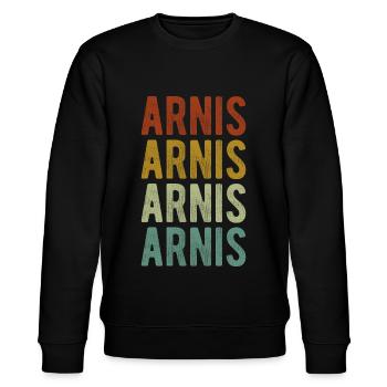 Arnis City Retro Vintage - Stanley/Stella CHANGER Unisex Organic Sweatshirt - black - Front - Nik (191cm) & Marisol (170cm)