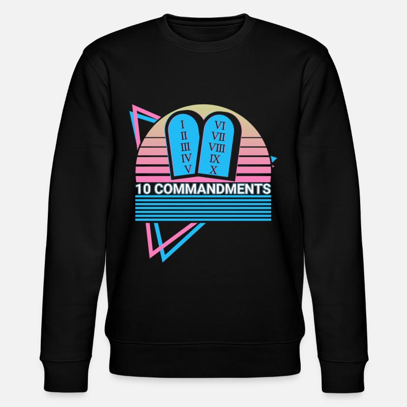 10 Commandments Christianity Retro - Stanley/Stella CHANGER Unisex Organic Sweatshirt - black
