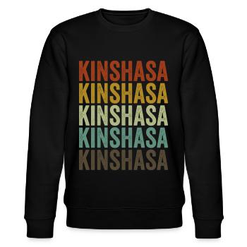 Kinshasa Kongo Retro Vintage - Stanley/Stella Unisex Bio-Sweatshirt CHANGER  - Schwarz - Vorne - Nik (191cm) & Marisol (170cm)