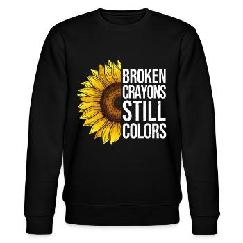 Sonnenblume zur Förderung der psychischen Gesundhe - Stanley/Stella Unisex Bio-Sweatshirt CHANGER  - Schwarz - Vorne - Nik (191cm) & Marisol (170cm)