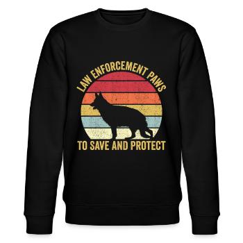 Polizist Polizeihund Vintage - Stanley/Stella Unisex Bio-Sweatshirt CHANGER  - Schwarz - Vorne - Nik (191cm) & Marisol (170cm)