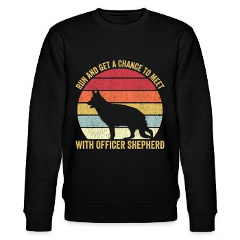 Polizist Polizeihund Vintage - Stanley/Stella Unisex Bio-Sweatshirt CHANGER  - Schwarz - Vorne - Nik (191cm) & Marisol (170cm)