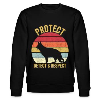 Polizist Polizeihund Vintage - Stanley/Stella Unisex Bio-Sweatshirt CHANGER  - Schwarz - Vorne - Nik (191cm) & Marisol (170cm)