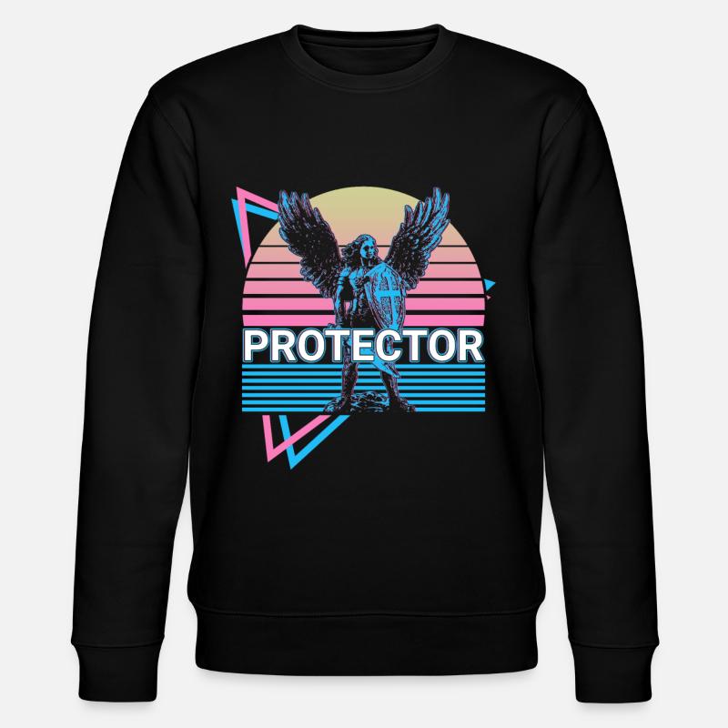 Protector Archangel Michael Retro - Stanley/Stella CHANGER Unisex Organic Sweatshirt - black