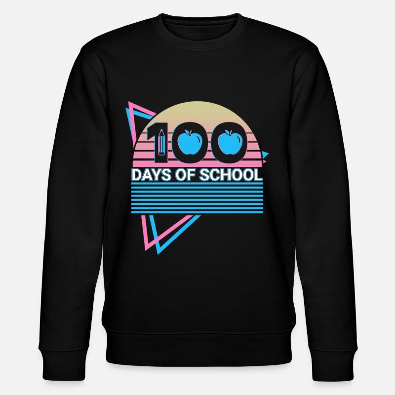 100 Days School Retro - Stanley/Stella CHANGER Unisex Organic Sweatshirt - black
