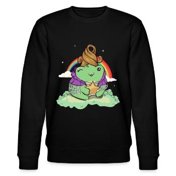 Avant Garde Aesthetic Funny Kawaii Frog - Stanley/Stella Unisex Bio-Sweatshirt CHANGER  - Schwarz - Vorne - Nik (191cm) & Marisol (170cm)