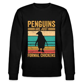 Funny penguins Penguins are just formal chickens - Stanley/Stella CHANGER Unisex Organic Sweatshirt - black - Front - Nik (191cm) & Marisol (170cm)