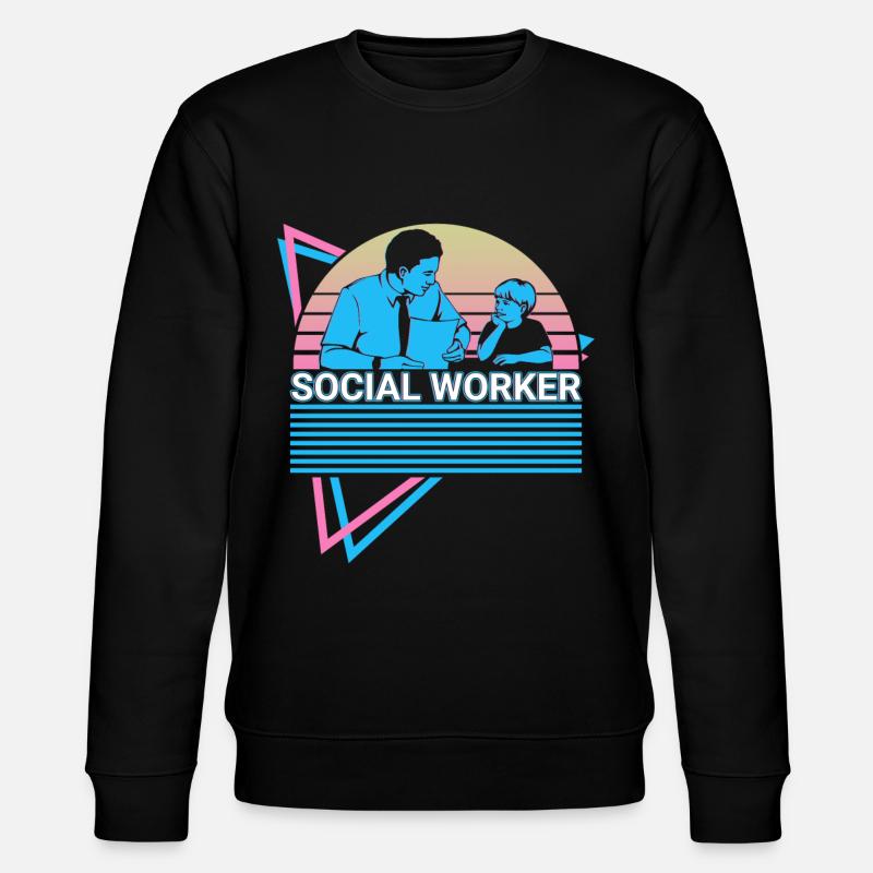 Social Worker Retro - Stanley/Stella CHANGER Unisex Organic Sweatshirt - black