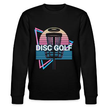 Disc Golf Spieler Retro - Stanley/Stella Unisex Bio-Sweatshirt CHANGER  - Schwarz - Vorne - Nik (191cm) & Marisol (170cm)
