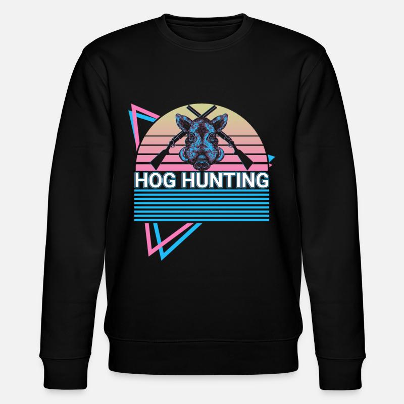 Pig Hunt Hog Hunter Retro - Stanley/Stella CHANGER Unisex Organic Sweatshirt - black