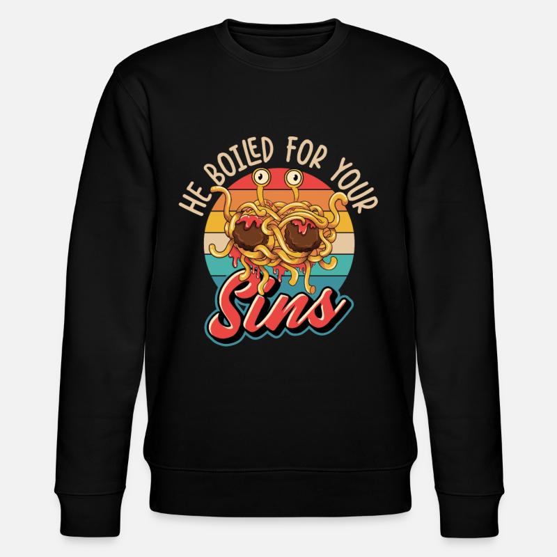 Fliegendes Spaghettimonster FSM Retro - Stanley/Stella Unisex Bio-Sweatshirt CHANGER  - Schwarz