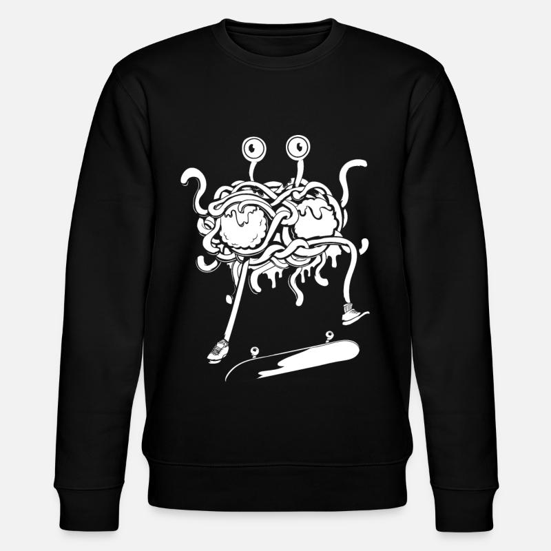 Skateboarding Flying Spaghetti Monster - Stanley/Stella Unisex Bio-Sweatshirt CHANGER  - Schwarz