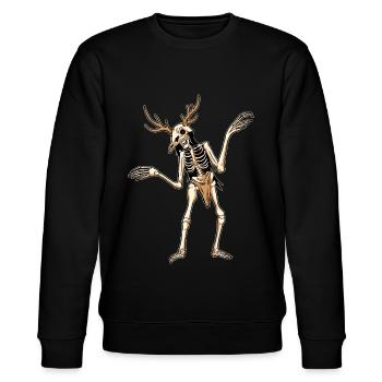 Cryptidcore Aesthetic Wendigo Skeleton - Stanley/Stella Unisex Bio-Sweatshirt CHANGER  - Schwarz - Vorne - Nik (191cm) & Marisol (170cm)