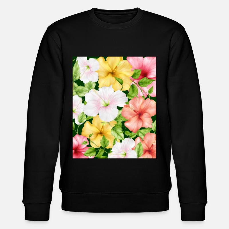 Coconut Girl Aesthetic Hibiscus Pattern - Stanley/Stella CHANGER Unisex Organic Sweatshirt - black