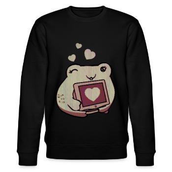 Cassette Futurism Kawaii Frog Retro Futurism - Stanley/Stella Unisex Bio-Sweatshirt CHANGER  - Schwarz - Vorne - Nik (191cm) & Marisol (170cm)