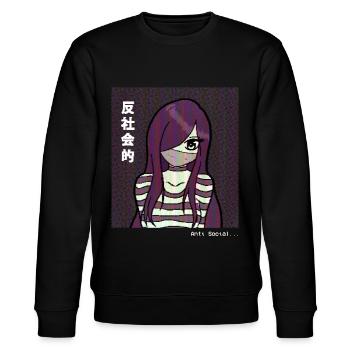 Cassette Futurism Anime Girl Retro Futurism - Stanley/Stella Unisex Bio-Sweatshirt CHANGER  - Schwarz - Vorne - Nik (191cm) & Marisol (170cm)