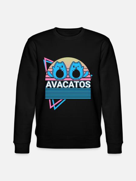 Funny Cat Retro Avocado - Stanley/Stella CHANGER Unisex Organic Sweatshirt - black