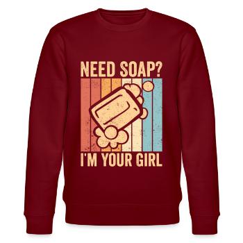 Fabricant de savon amusant - Sweat bio CHANGER Stanley/Stella Unisexe - bordeaux - Devant - Nik (191cm) & Marisol (170cm)