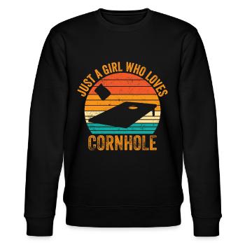 Cornhole Corn Hole Retro - Stanley/Stella Unisex Bio-Sweatshirt CHANGER  - Schwarz - Vorne - Nik (191cm) & Marisol (170cm)