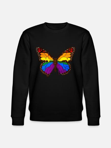 Gay Pride Rainbow Flag Butterfly - Stanley/Stella CHANGER Unisex Organic Sweatshirt - black